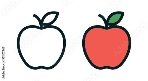Teacher Apple Flat and Outline Icon – School Education Vector