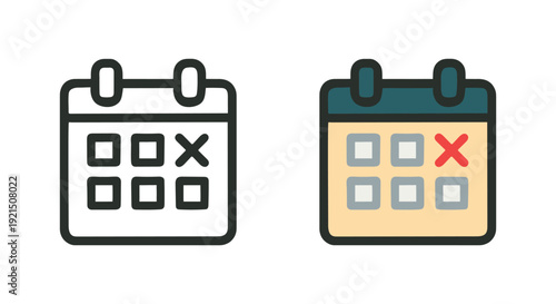 Exam Calendar Flat and Outline Icon – Education Schedule Vector