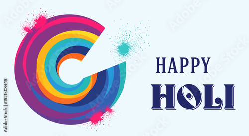 Colorful Abstract Rangoli Design with Happy Holi Greeting