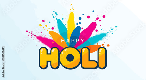 Colorful Happy Holi Celebration with Splashing Powders