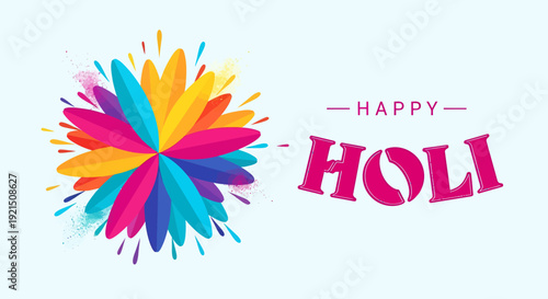 Festive Holi Celebration with Colorful Powder Explosion