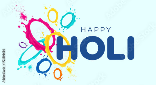 Festive Holi Celebration with Colorful Powder Splash