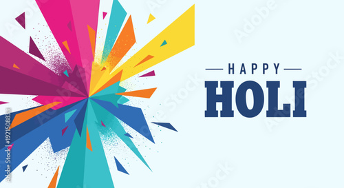 Colorful Abstract Fireworks Celebration with Holi Greeting