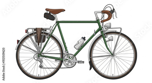 Vintage Bicycle with Accessories and Water Bottle.