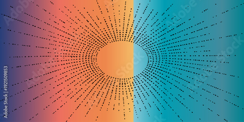 An abstract digital illustration featuring a 3d binary code tunnel design with blue light patterns and motion lines representing data technology in a vector art space matrix
