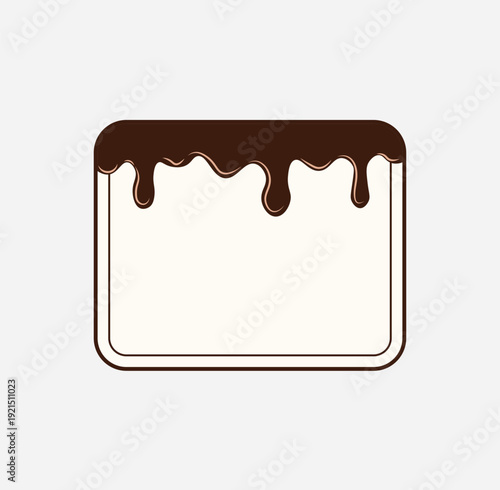 Chocolate drip cake label template for bakery packaging branding vector illustration