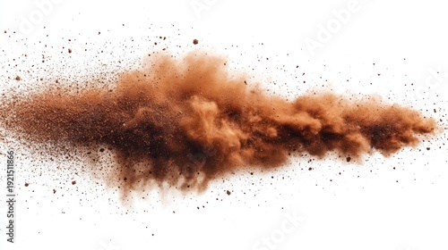 Wallpaper Mural Brown dirt explosion isolated on white. Possible use graphic design, science, nature Torontodigital.ca
