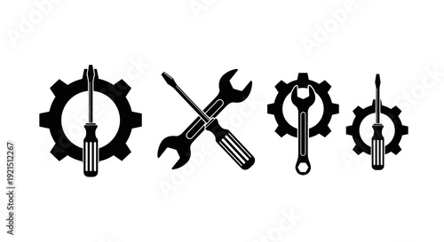 Tools and gears vector icons