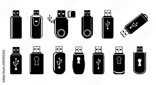 Flash drives vector icons collection