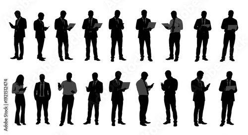 Silhouetted people with devices