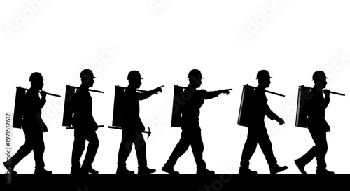 Mining crew silhouette