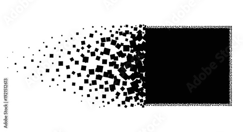 Square dissolving into pixels