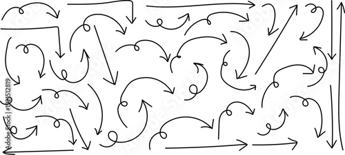 A complex network diagram with arrows and curved lines