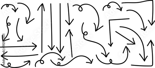 A complex network of arrows and lines in a chaotic pattern