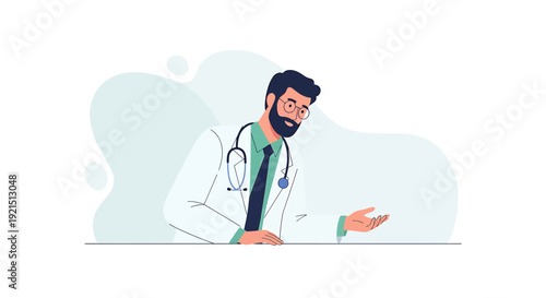 Doctor in White Coat with Stethoscope Offering Advice and Support