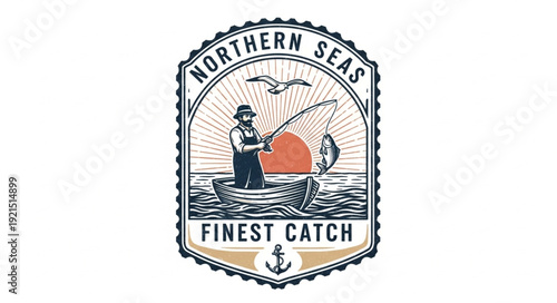 Vintage Fishing Badge Northern Seas.