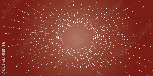 Abstract binary code tunnel with glowing orange and yellow light circles forms a bright energy pattern against a dark black space background featuring star and galaxy art vector design