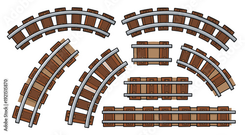 Collection of Toy Train Track Segments for Play and Construction