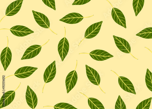 Retro Palm Leaf Seamless Pattern, Mid Century Modern Tropical Background