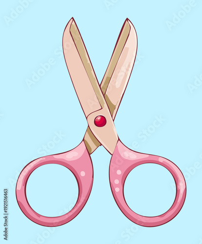 Illustration of a pair of pink scissors for craft projects and feminine hair salon or tailoring business branding and logo design