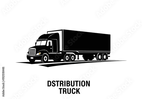 Illustration of a black semi-trailer truck representing logistics and transportation services