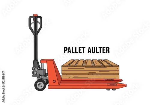 Orange Pallet Jack Lifting Wooden Cargo