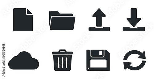 File and storage icons arranged in grid on dark gradient background