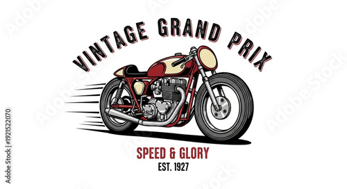Vintage Grand Prix Motorcycle Illustration.