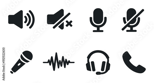 Audio control icons arranged in grid on dark background