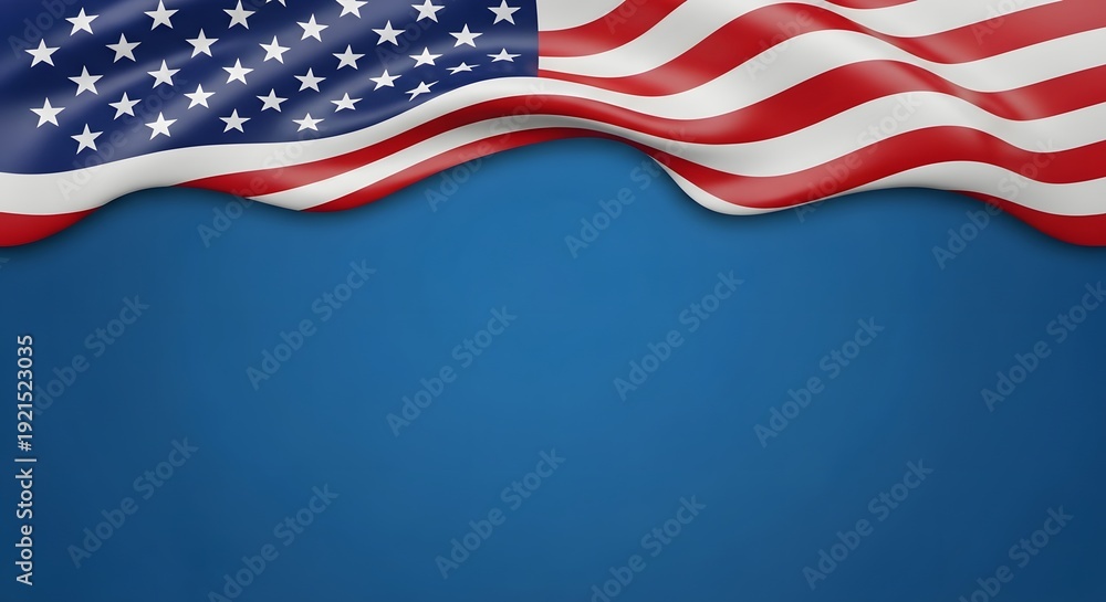 Fototapeta premium Happy labour day celebration with american flag on blue background