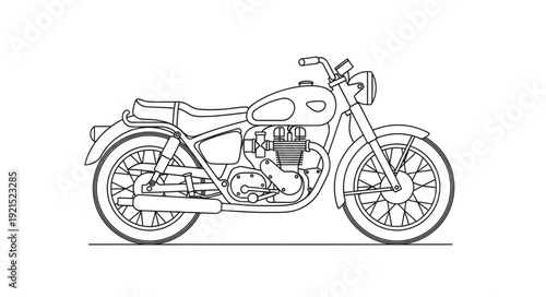 Vintage Motorcycle Illustration Side View.