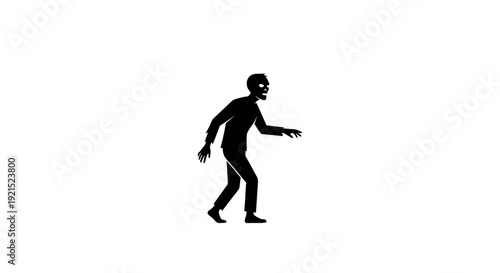 Silhouette of a Creepy Halloween Skeleton Walking at Night