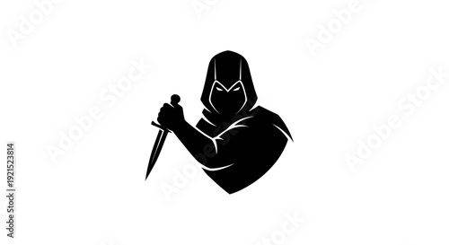 Silhouette of a Criminal Holding a Knife in Darkness