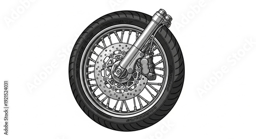 Vintage Motorcycle Front Wheel Closeup.