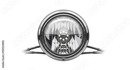 Vintage Motorcycle Headlight Closeup.