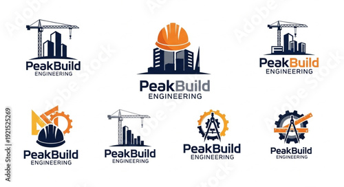 Construction Company Logos with Building and Crane Elements.