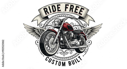 Vintage Motorcycle with Wings Emblem.