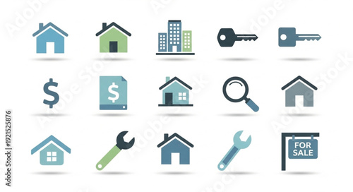 Collection of Real Estate Icons and Symbols for Property Business.