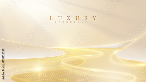 Cream stage background with golden light and glittering star effects.