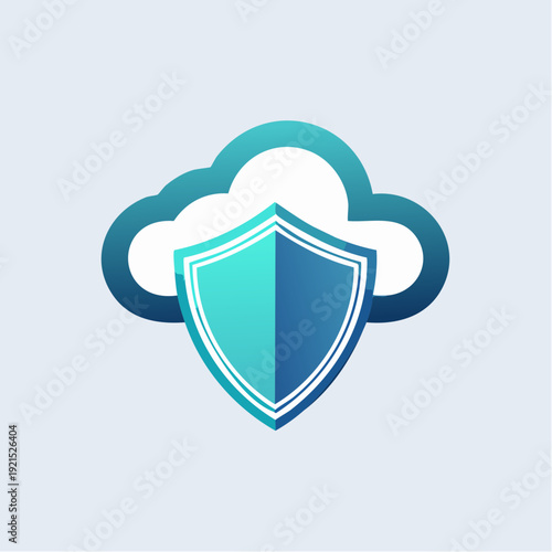 Digital Cloud Protection Shield Icon Representing Online Data Security