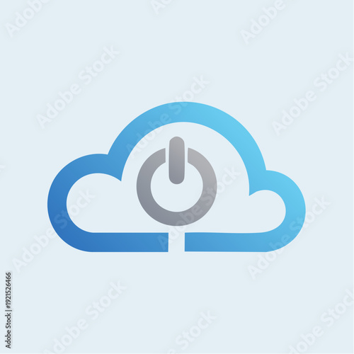 Cloud Computing Power Button Icon - Digital Technology and Services