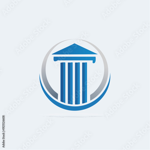 Legal column symbol in circle with law and justice theme