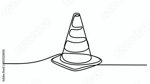Continuous line vector illustration design traffic cone, Road cone line continuous drawing, Road cone line continuous drawing vector. One line Road cone vector background. Road cone icon.