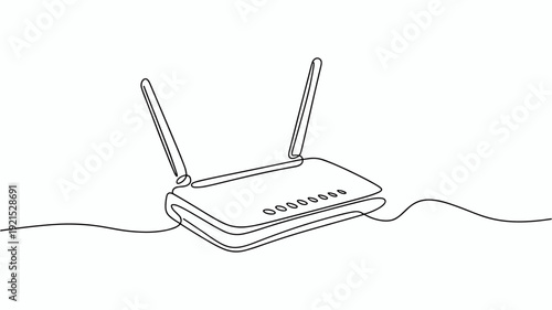 router continuous one line drawing , Wi-Fi router line continuous drawing vector. One line Wi-Fi router vector background.