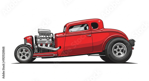 Vintage Red Hot Rod Car.