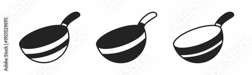 Wok icon on white background. Vector logo wok illustration.
