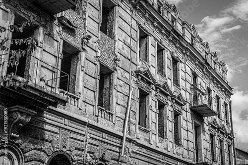 Facade in decay of an old building in Tiblisi Georgia