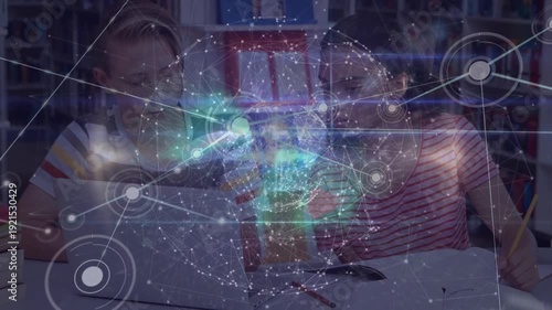 Animation of network of connections over diverse schoolchildren learning