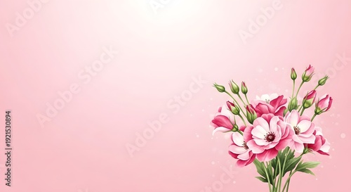 Happy mother's day wishes with beautiful pink flowers bouquet