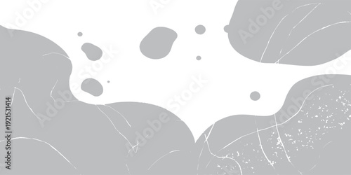 Black and white vector illustration of an abstract background with ink blots and liquid drops forming a decorative splash pattern of blue nature cells